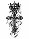 Cruz y corona - tatuaje semipermanente Línea Clásica AJ Novedades