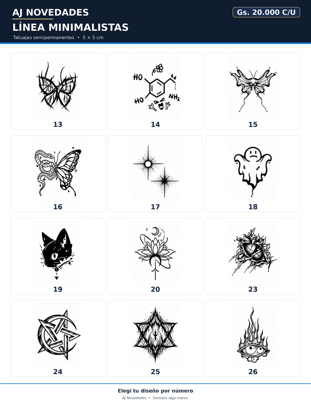 Catálogo tatuajes minimalistas AJ Novedades - hoja 7