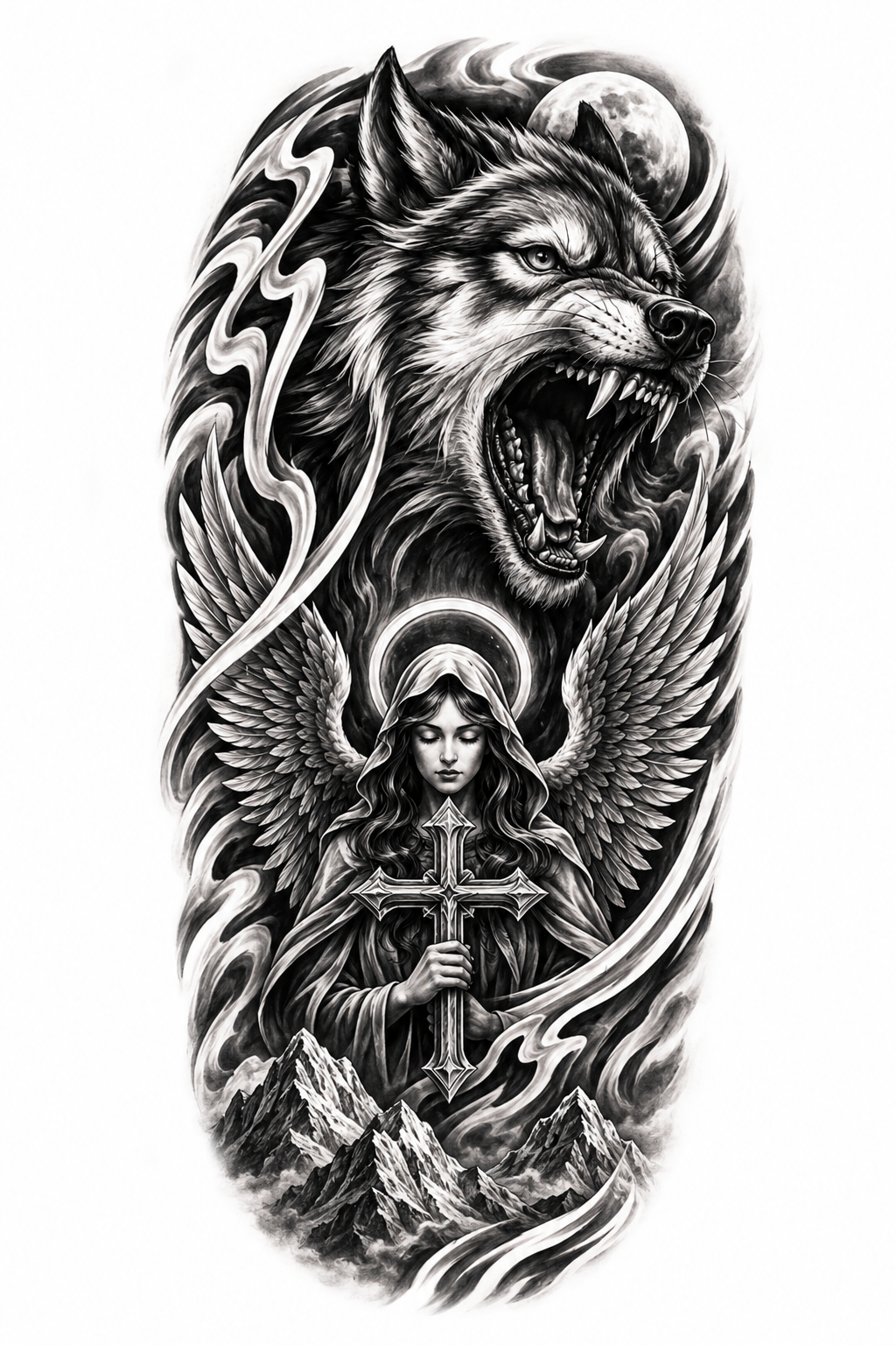 Lobo guerrero - tatuaje semipermanente Premium AJ Novedades