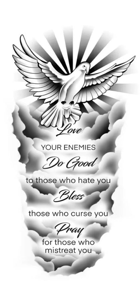 Paloma y frases - tatuaje semipermanente Premium AJ Novedades